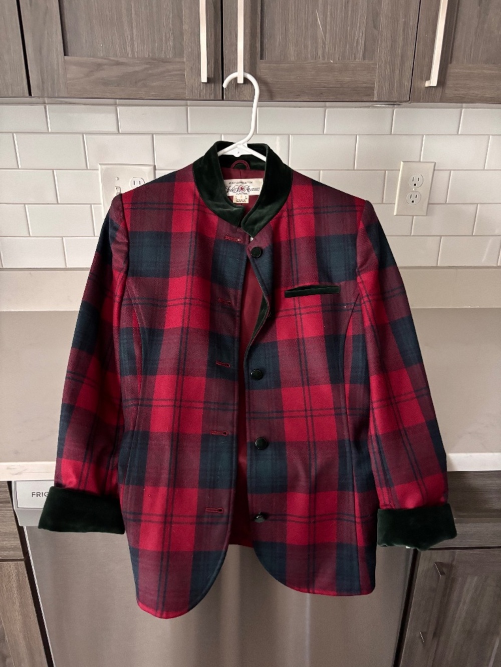 Vintage Saks plaid and velvet blazer
